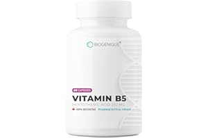 Biogenique Vitamin B5 Pantothenic Acid 250 mg - 60 Capsules | Energy & Metabolism Support | High Potency B5 supplement Made i