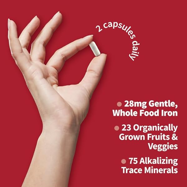 GARDEN OF LIFE VITAMIN CODE HEALTHY BLOOD – IRON SUPPLEMENT FOR WOMEN, 60 VEGAN CAPSULES, WITH VITAMINS B, C, TRACE MINERALS, FRUIT VEGGIES, PROBIOTICS – FOR ENERGY AND ANEMIA SUPPORT