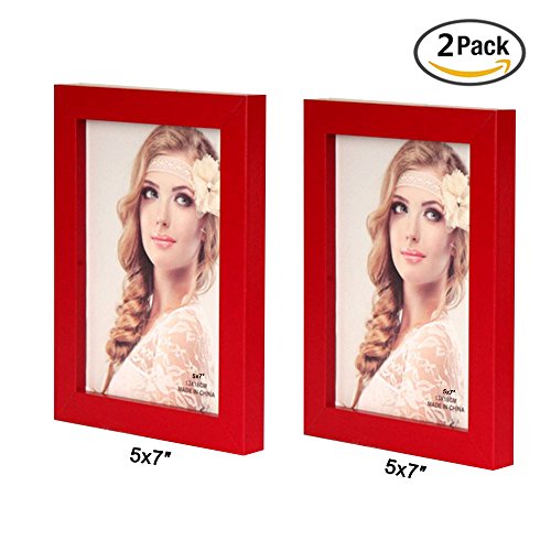 Leoyoubei Simple 2-Pack Frame Photo Frame Desktop Or Wall Hanging Decoration,Display Size 5x7 Red