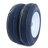 Motorhot 2 pcs 5.30x12 Bias Trailer Tires & Rims 12 inch LRC 6 Ply 4 Lug White Trailer Wheels 5.30-12
