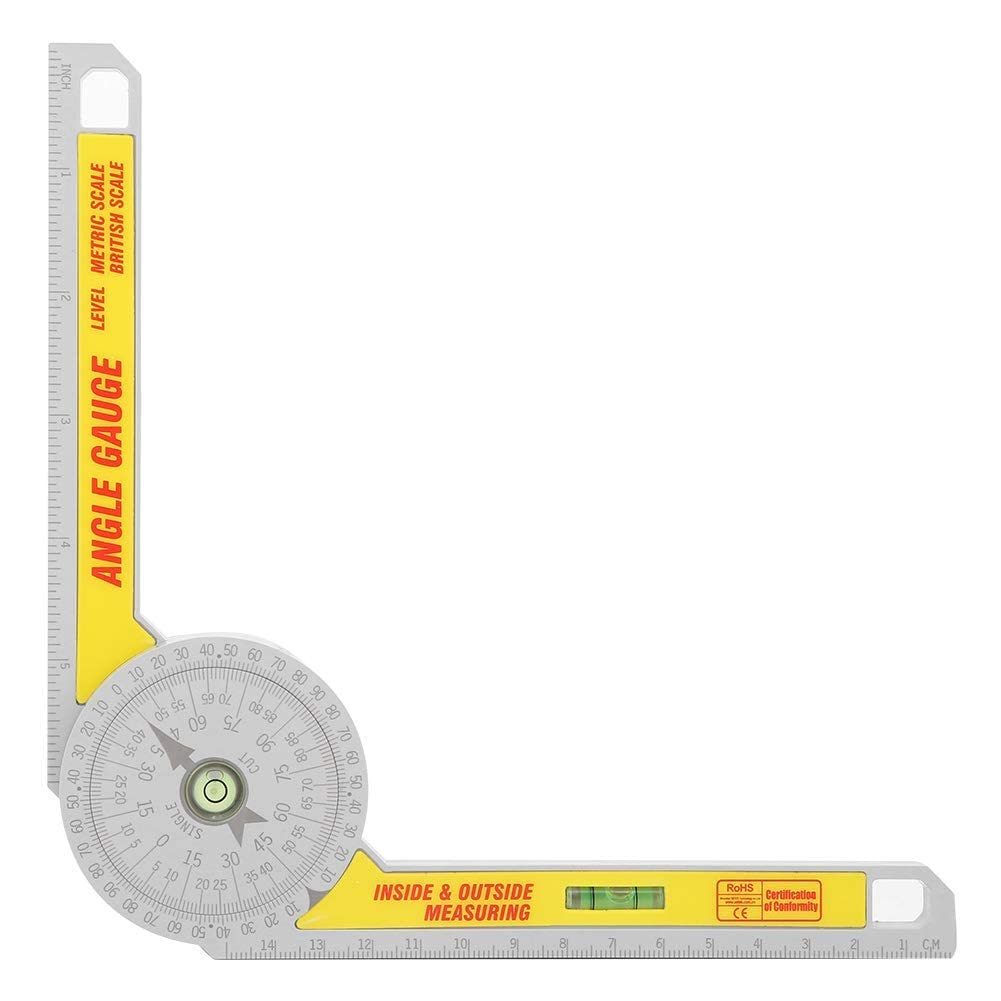 360-Degree Angle Finder Protractor Engineering Plastic Angle Gauge with Horizontal Detection Liquid Tube Goniometer Inside/Outside Measuring (Metric/British Scale)