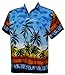LA LEELA Mens Hawaiian Shirts Short Sleeve Button Down Shirt Men's Party Shirts Casual Vacation Tropical Shirts for Men Funny XXL Island View Blue