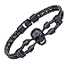 Coolla Men's Vintage Leather Wrap Wrist Band Skull Bracelet Sl3381 (Black)