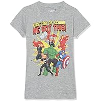 Marvel Little, Big Classic First Day of School WE GOT This Girls Short Sleeve Tee Shirt, Athletic Heather, X-Large