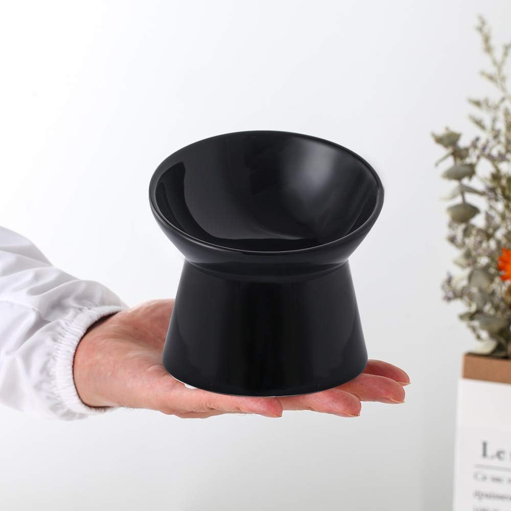 Small Ceramic Raised Cat Bowls, Tilted Elevated Cat Food Bowl, Anti Vomiting Cat Feeding Bowls, Stress Free Shallow Cat Bowl - Image 4