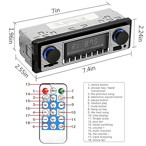 Auto Estéreo Vintage Retro Bluetooth Remoto Fm Usb Sd Aux - Imagen 6