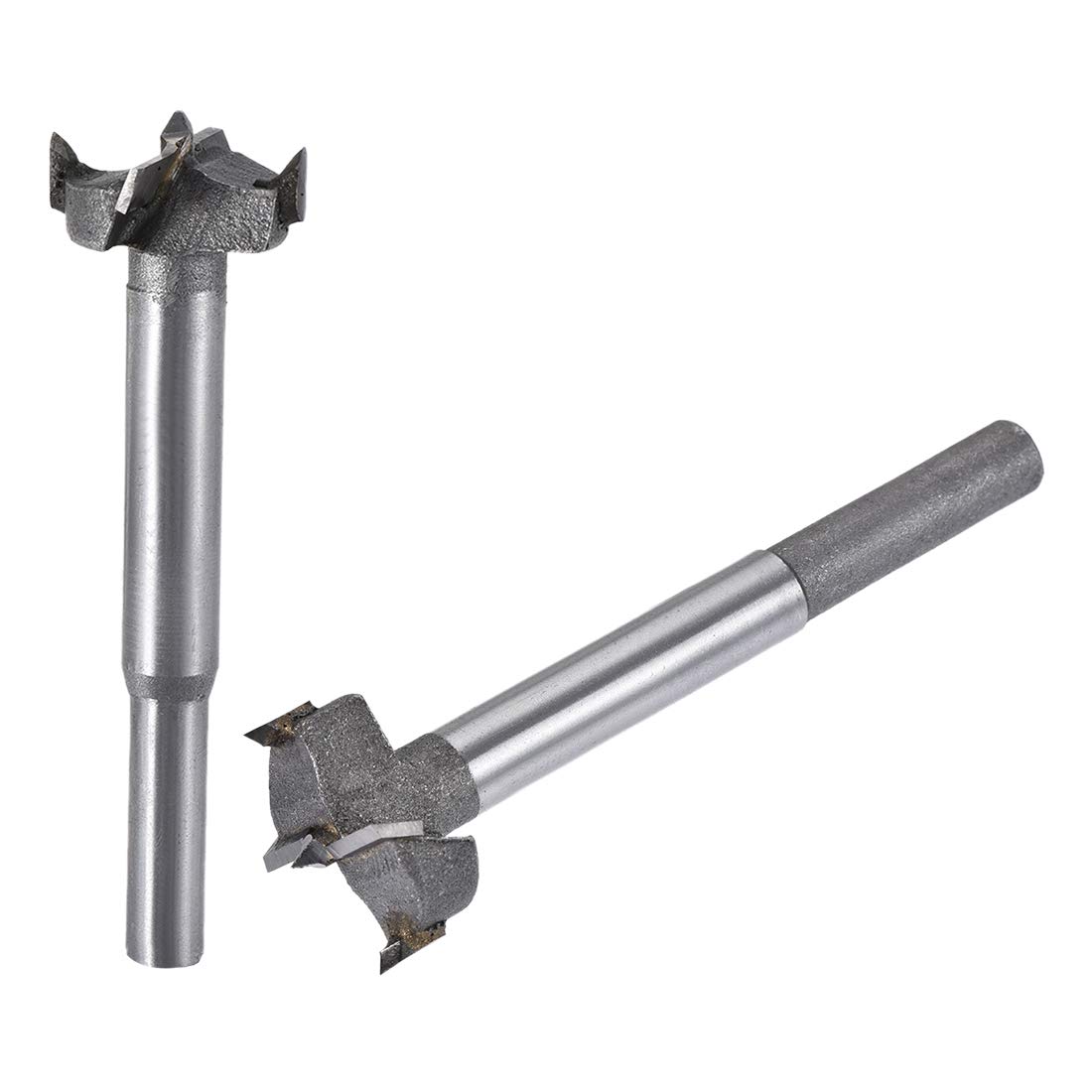 sourcing map Forstner Wood Boring Drill Bits 22mm 23mm Dia. Hole Saw Carbide Alloy Steel Tip Round Shank Cutting for Hinge Plywood Wood Tool 2in1 Set