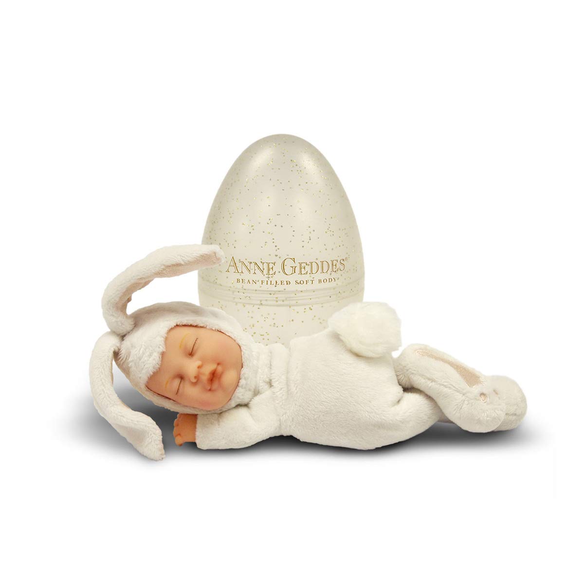 Anne Geddes 579307 Baby Bunny Snow White 9 inch Doll - Glitter Egg Collection