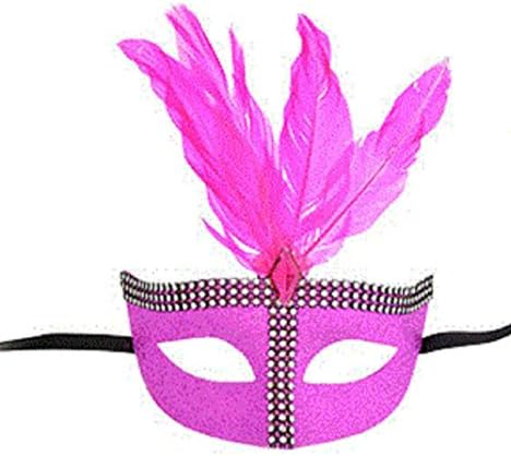 Blue Topaz Boutique Fuschia Mardi Gras Party Mask Gem Embellishments Matching Feathers ~USA SELLER ~ Fast Shipping ~