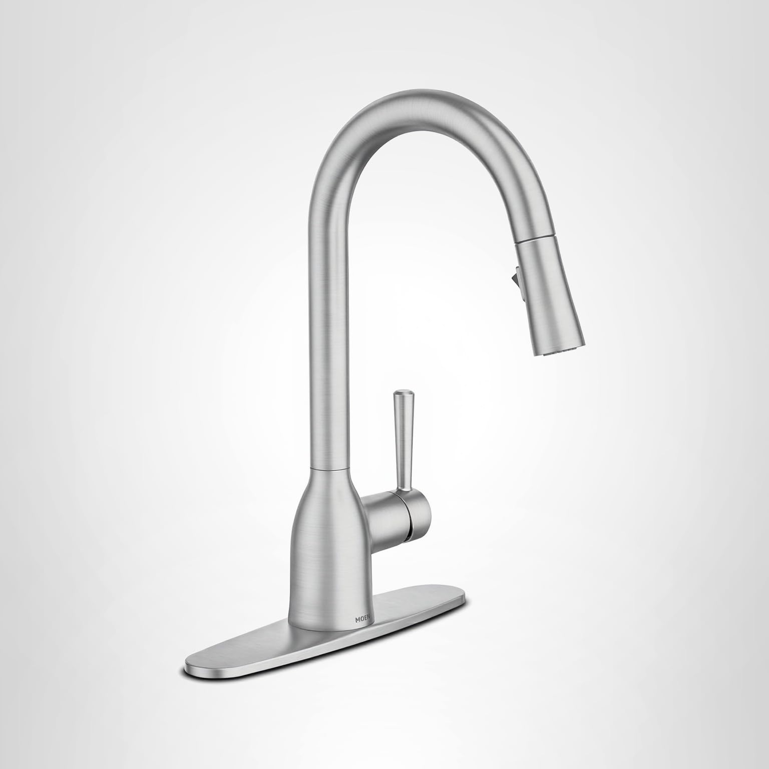 Moen Adler Spot Resist Stainless One-Handle High Arc Pulldown Kitchen Faucet with Power Clean, 87233SRS