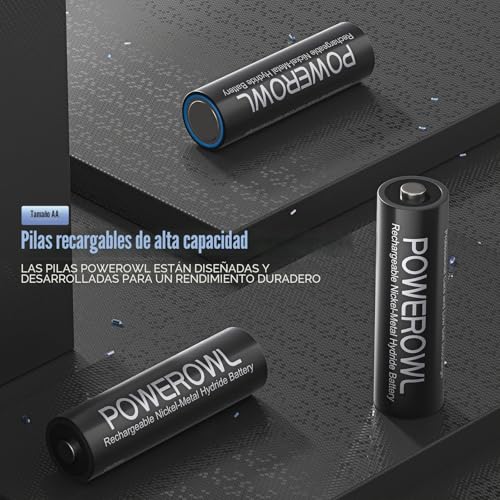 POWEROWL AA Rechargeable Batteries, High Capacity 2800 mAh 1.2 V NI-MH AA Rechargeable Battery Low Self-Discharge for Domestic Equipment (Recharge 8 Pieces, 1200 Cycle)