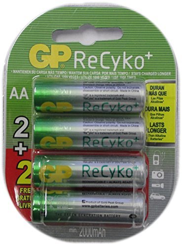 Gp recyko aa nimh pre-charged rechargable 1.2v 2100mah …