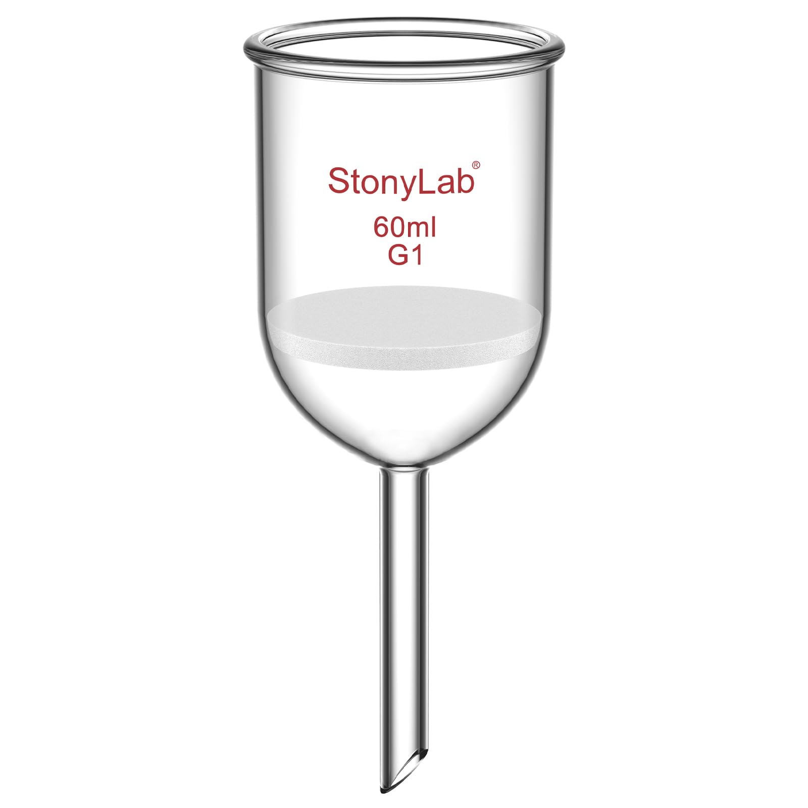 StonyLab Borosilicate Glass Buchner Filtering Funnel with Coarse Frit(G1), 46mm Inner Diameter, 60mm Depth (60ml)