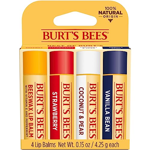 BURT’S BEES 100% NATURAL MOISTURIZING LIP BALM, MULTIPACK, 4 COUNT