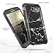 TJS Case for Samsung Galaxy J7 - Tempered Glass Screen Protector, Dual Layer Hybrid Shockproof Armor Marble Cover (Black)
