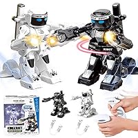 Dulcii RC Battle Boxing Robot/Toys, Remote Control 2.4G Humanoid Fighting Robot, Two Control Joysticks Real Boxing Fight Experience (Black & White)