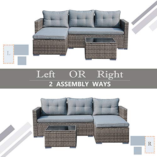 JOIVI Outdoor Patio Furniture Set, Small Sectional Conversation Set