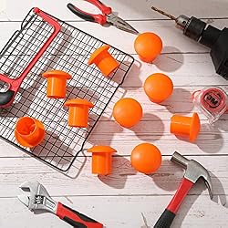 100 Pcs Rebar Safety Caps Orange Plastic Mushroom