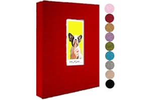 GPIRAL 2x3 Photo Album 208 Vertical Photos - Linen Cover, Compatible with K-pop Photocards, Fujifilm Instax Mini Film 7s 8 9 11, Polaroid PIC 300, HP Sprocket, Red