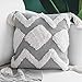 blue page Boho Neutral Decorative Throw Pillow Covers 18X18 Inch, Woven Tufted Square Pillows Cover for Couch Sofa Bedroom Living Room, Indoor Outdoor Grey Pillow Cases with Tassels