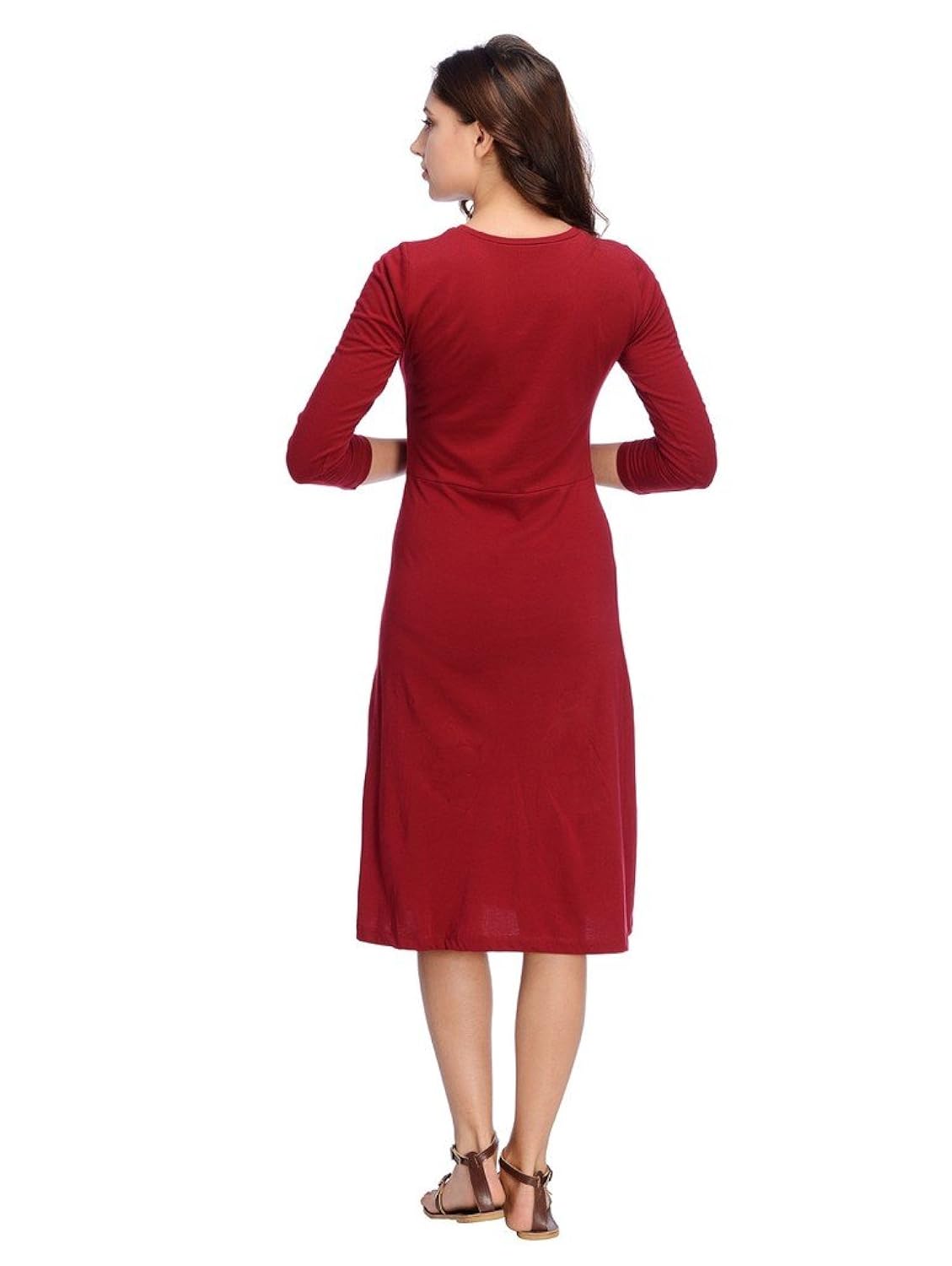 rigo women's maroon aline midi dress