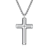 ADMETUS White Gold Plated Cross Necklace for Men