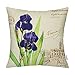 HIPPIH 4 Packs Pillow Covers - Throw Pillowcases Cotton Linen Sofa & Bed Home Decor Design 18 X 18 Inch Cushion Covers, Four Flowers