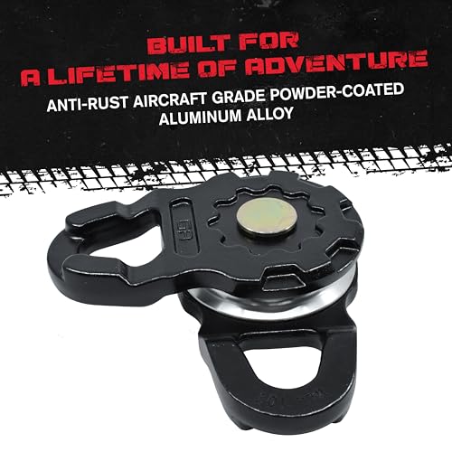 GearAmerica Aluminum ULTRA Snatch Block Black | Winch Pulley for Tow Rope or Steel Cable up to 14mm | Dual Winch Capacity and Control Pull Steering