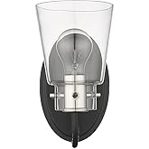 Bristow 5" Matte Black and Polished Nickel 1-Light Vanity with Clear Glass.