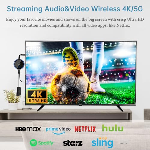Wireless HDMI Transmitter and Receiver 5.8G - HDMI Funkübertragung 4K-Dekodierung Kabellos Sender und Empfänger, für Audio Video von Laptop/TV Box/Kamera/USBC/PC auf Fernsehen/Monitor/Beamer