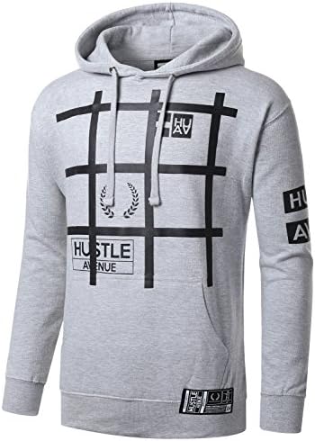 HUSTLEAVENUE Mens Hipster Hip Hop Pullover Graphic Print Long Sleeve Hoodie