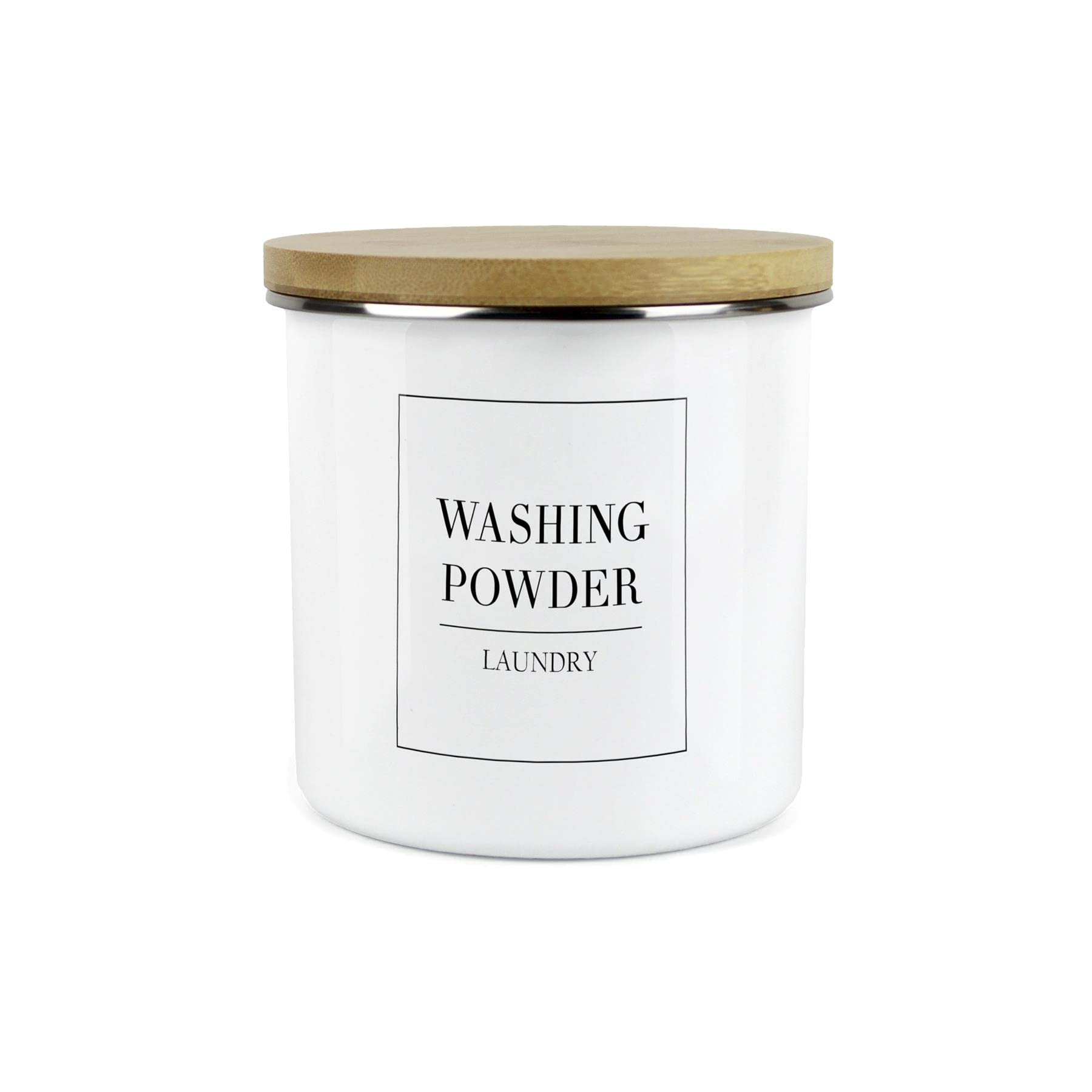 Purely Home Minimalist Range Washing Powder Storage Canister - White Metal Enamel Kitchen And Bathroom Storage Container