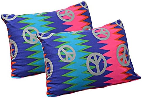 100% Jersey Knit Cotton, 2 Standard Pillow Case (Peace Zig Zag)