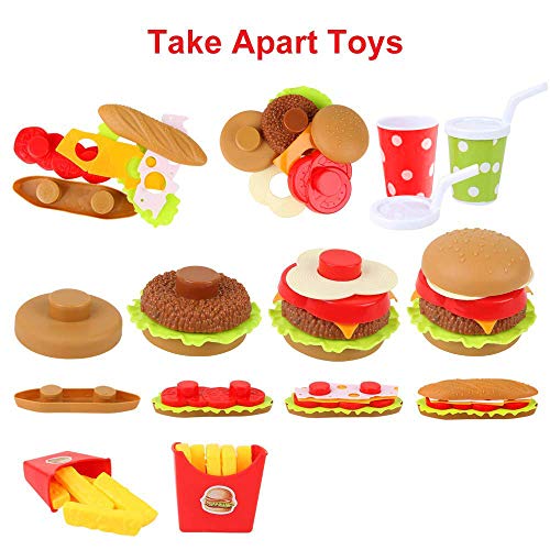 BeebeeRun Play Food Toys, Pretend Play Kitchen Set, Hamburger French