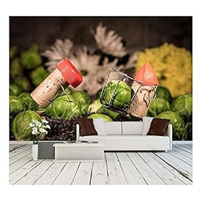 Concept Farmer Works on The Field of Wine Cork Figures - Removable Wall Mural | Self-Adhesive Large Wallpaper - 66x96 inches