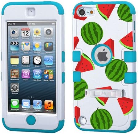 PHONETATOOS iPod Touch 5th 6th Generation Case - Hard Shell Case Compatible with Apple - Shockproof Hybrid 5/6 Cover With Stand For Boys And Girls (Watermelon)