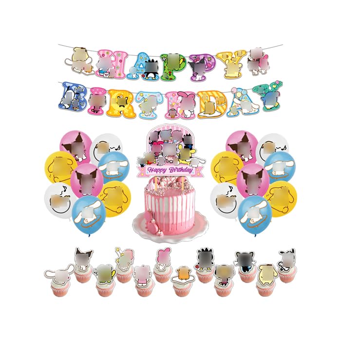 SMLHPARTY Cinnamoroll Birthday Decoration Sanrio Decorations Kuromi Party Supplies Hello Kitty Balloon Balloons My Melody Cake Topper Banners