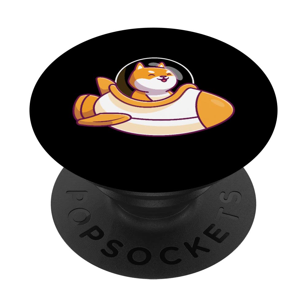 Cute Happy shiba inu dog rocket astronaut moon galaxy PopSockets Swappable PopGrip