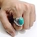 ELFASIO Men's Women's Natural Oval Turquoise Stainless Steel Ring Fashion Jewelry Size 8-15
