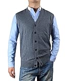 Zerdocean Men's Solid Color Button-Down Wool Sweater Vest Cardigan