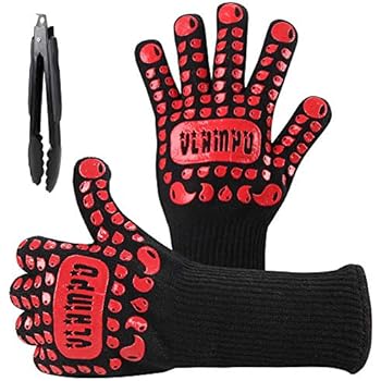 Vlampo BBQ Gloves Heat Resistant Grill Gloves XL for Men, 1472°F Kitchen Oven Mitts for Baking, Silicone Non-Slip Large Cooking Gloves for Hot Food Grilling Barbecue Smoker Campfire 14
