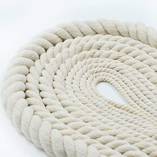 Three Strands of Cotton Thread Rope, Macrame Cord Wear-Resistant Hemp Rope DIY Coarse Decoration 7mm Beige (10m)