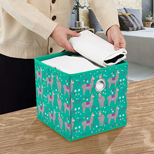 i BKGOO Foldable Storage Cube Drawer Bins Set of 4 Collapsible Fabric Storage Boxes with Round
