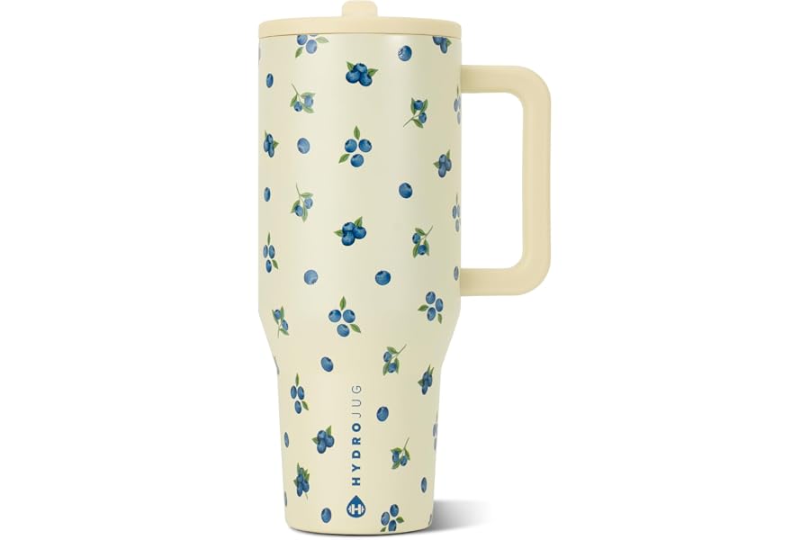 HydroJug Traveler 40oz, Insulated Tumbler with Handle & Straw, Freshly Pick'd
