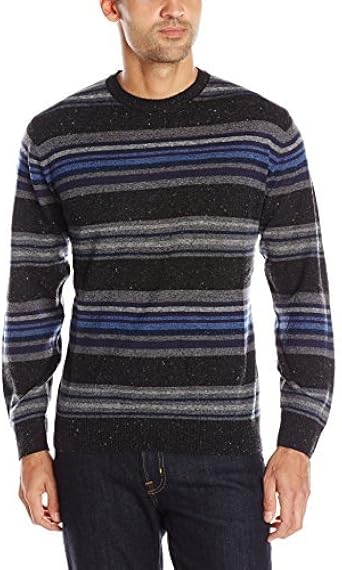 Alex Cannon Men's New Haven Stripe Crewneck Sweater, Charcoal, Large at Amazon Menâs Clothing store