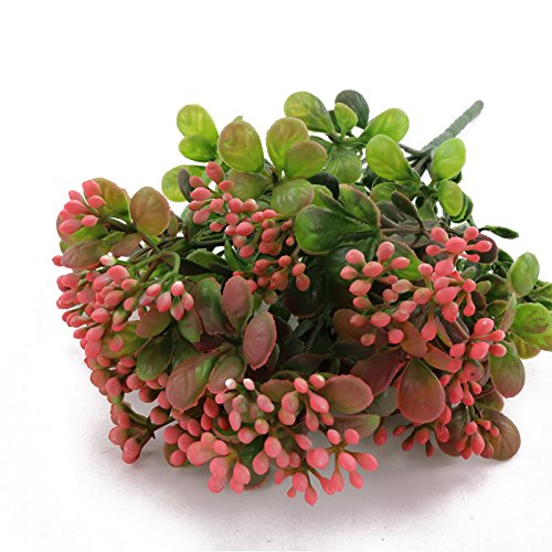2pcs Bundles Artificial Plastic Plants Aglaia Odorata Lour Evergreen Shrubs Outdoor UV Stable Subtropical Green Bushes Home Garden Tabletop Floral Arranging Decor (Pink)