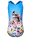 BELLOO Kids Girls Bathing Suits Printing One Piece Swimwear, Blue, 14-16