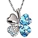 Dahlia Four Leaf Clover Necklace with Swarovski Crystals, Rhodium Plated, 16