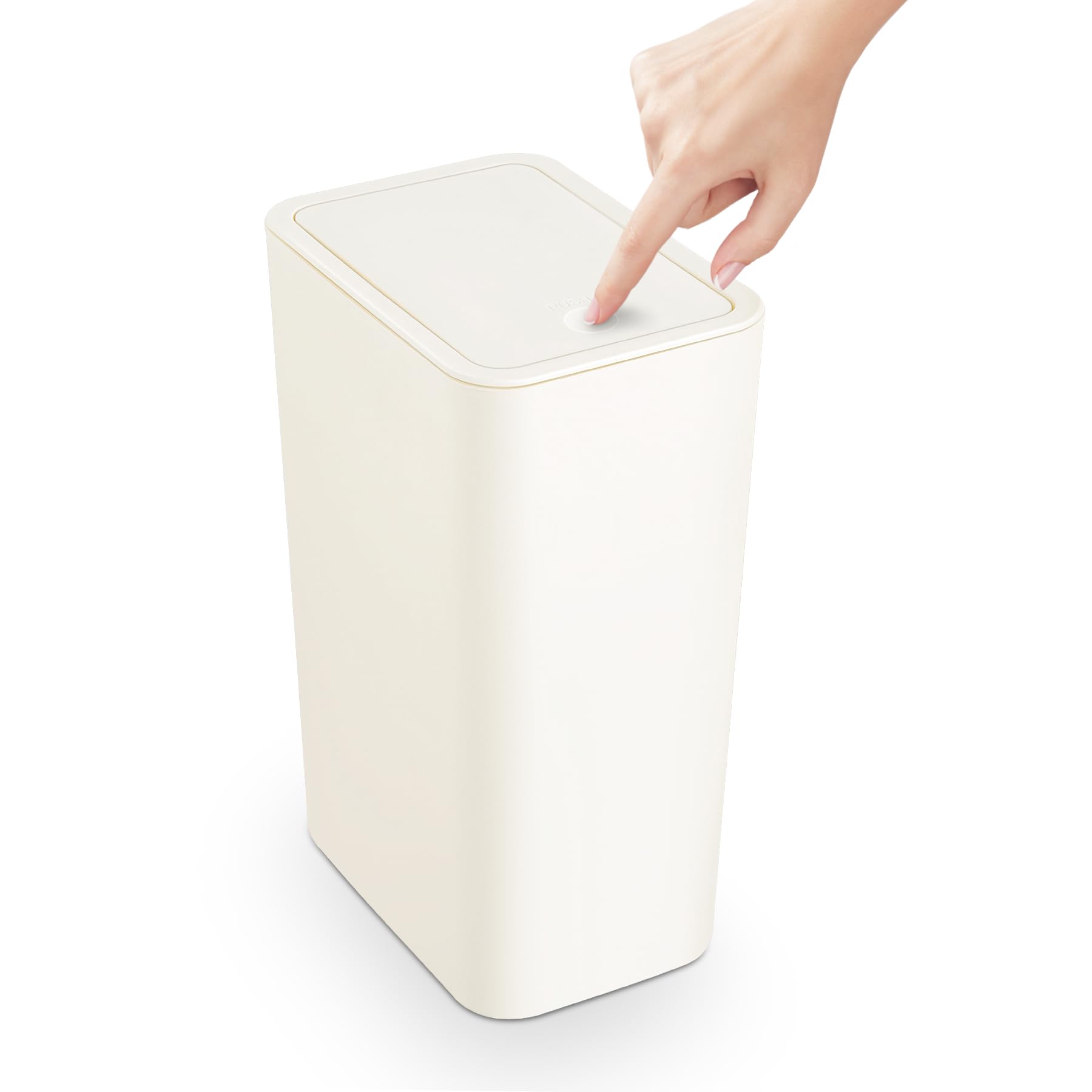 Photo 1 of TrashAid Bathroom Trash Can with Lid, 2.6 Gallon / 10 Liter Small Garbage Can with Press Top Lid, Plastic Wastebasket with Pop-up Lids for Toilet, Office, Bedroom, Living Room, White