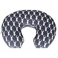 Maternity Breastfeeding Pillow Cover by Danha-Newborn Baby Feeding Cushion Case-Cute Donut Shape Wedge Pillow-Best Infant Support-for New Moms-Deer Head Prints Slipcover-Breathable Soft Fabric